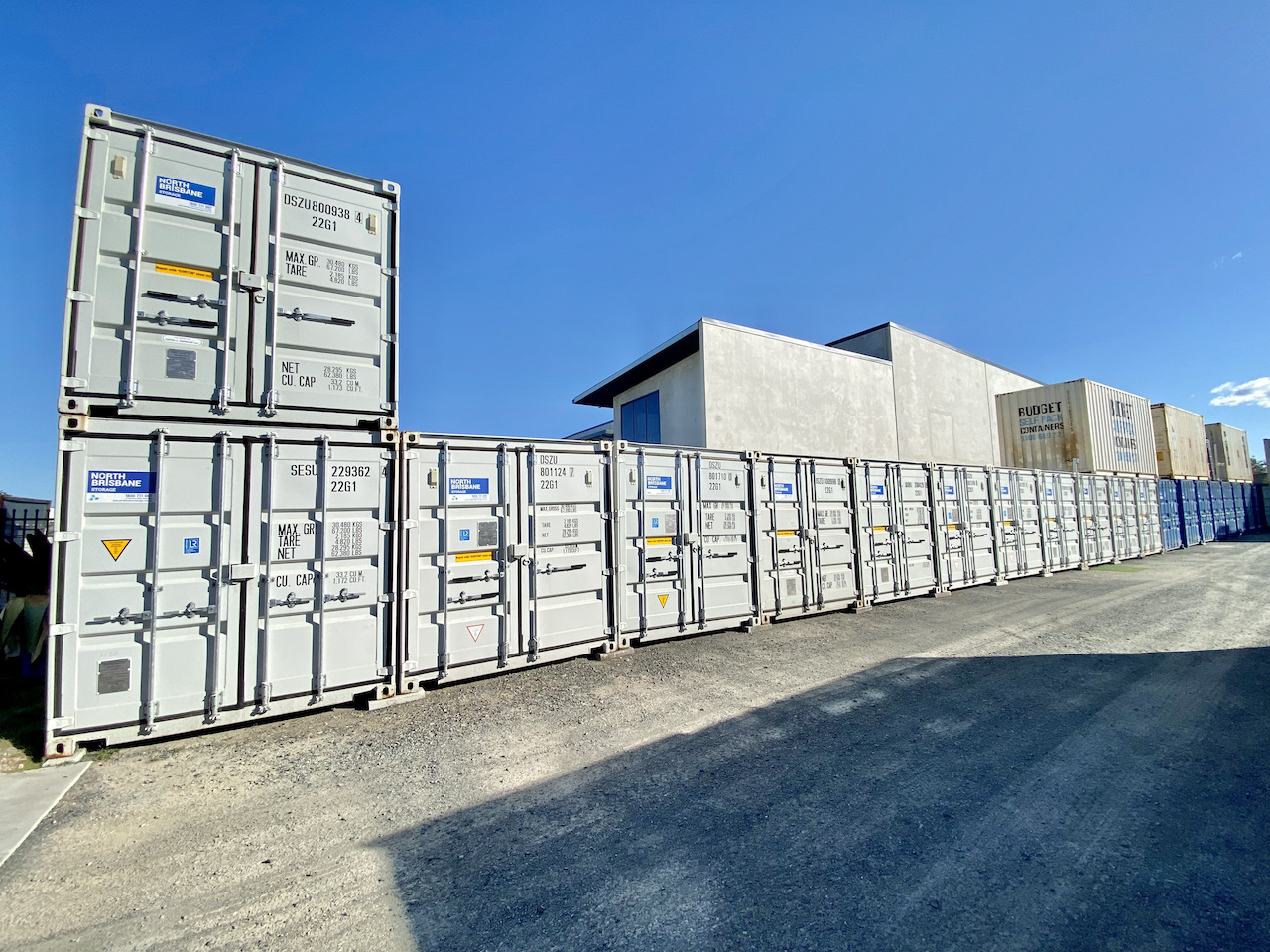 20ft storage containers in a row