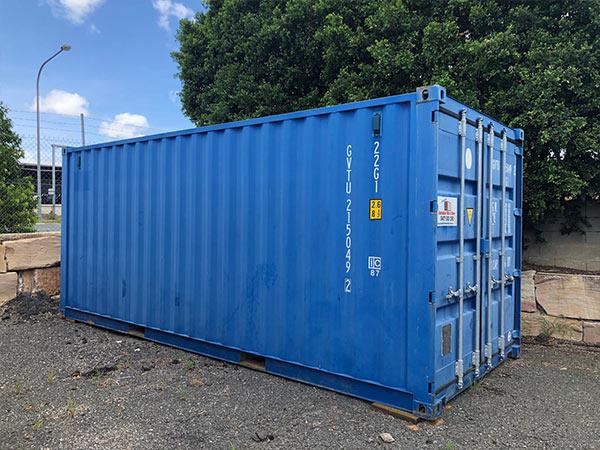 blue shipping container at north brisbane storage